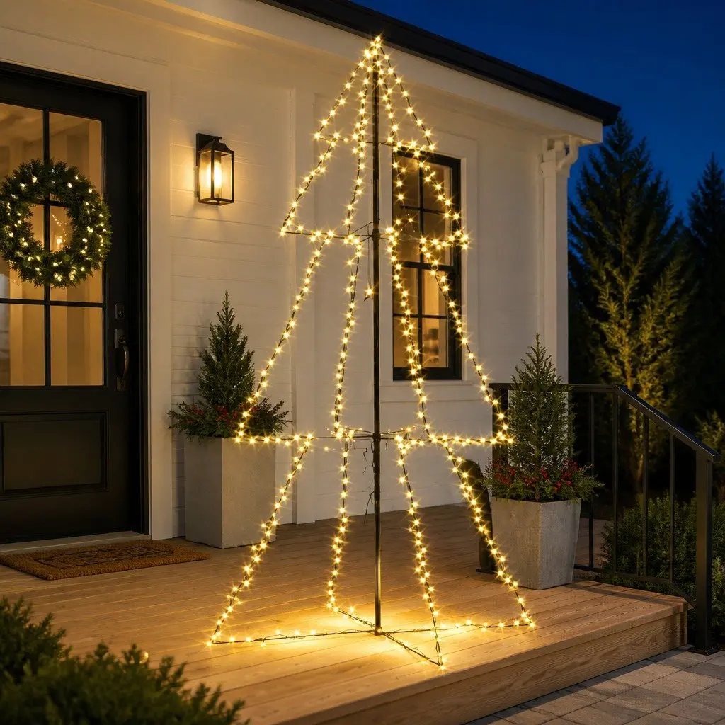 Christmas Cone Tree LED 300 White 120x220 cm Indoor Outdoor Decoration