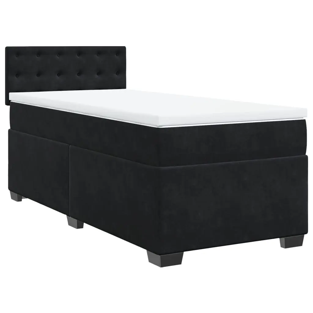 Box Spring Bed Pocket Spring Mattress King Single Black Fabric Frame Slats
