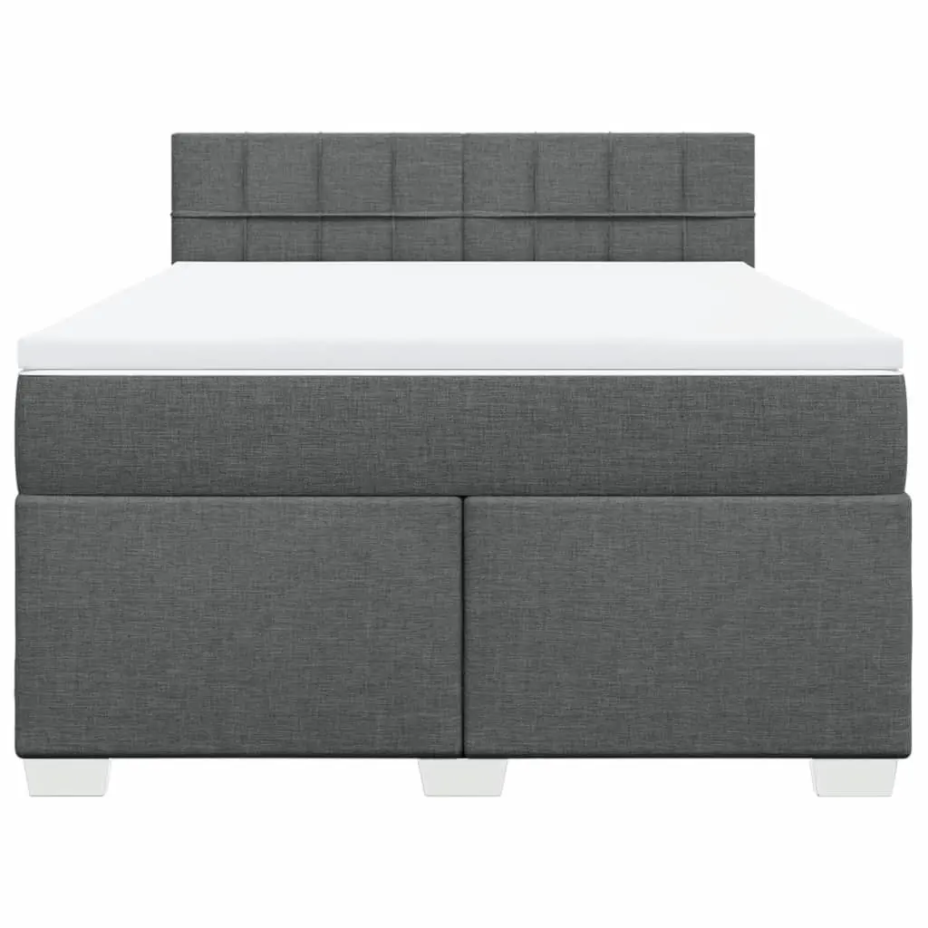 Black Fabric Double Box Spring Bed with Mattress