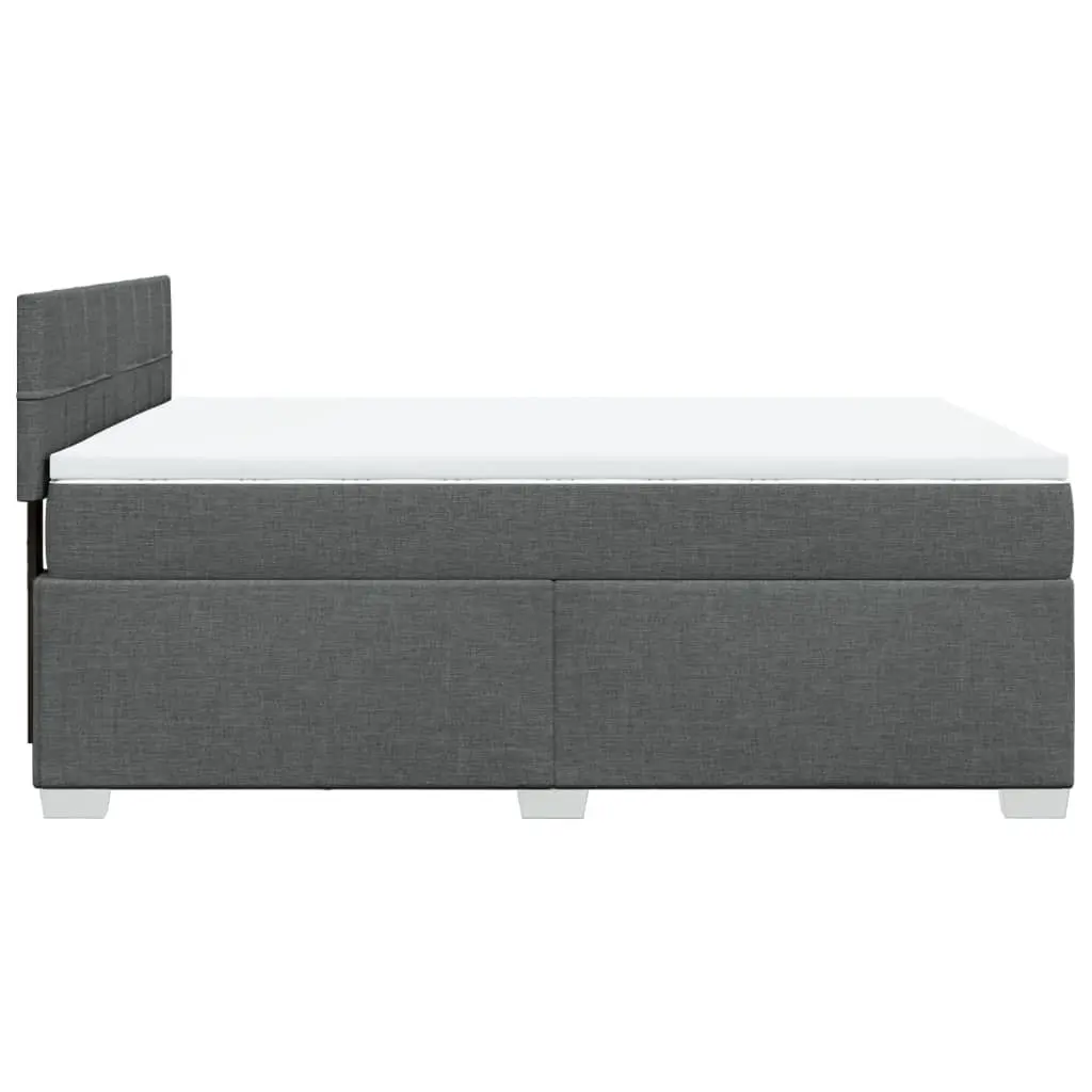 Black Fabric Double Box Spring Bed with Mattress