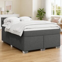 Durable Queen Box Spring Bed with Pocket Mattress in Black
