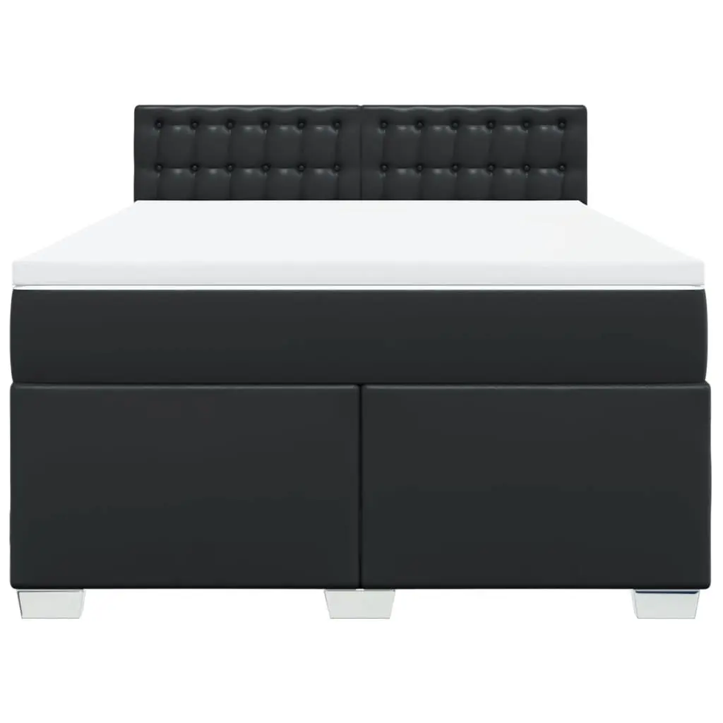 Queen Bed Faux Leather Black Pocket Spring Mattress