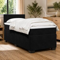 Quality Box Spring Bed with Velvet Upholstered Frame