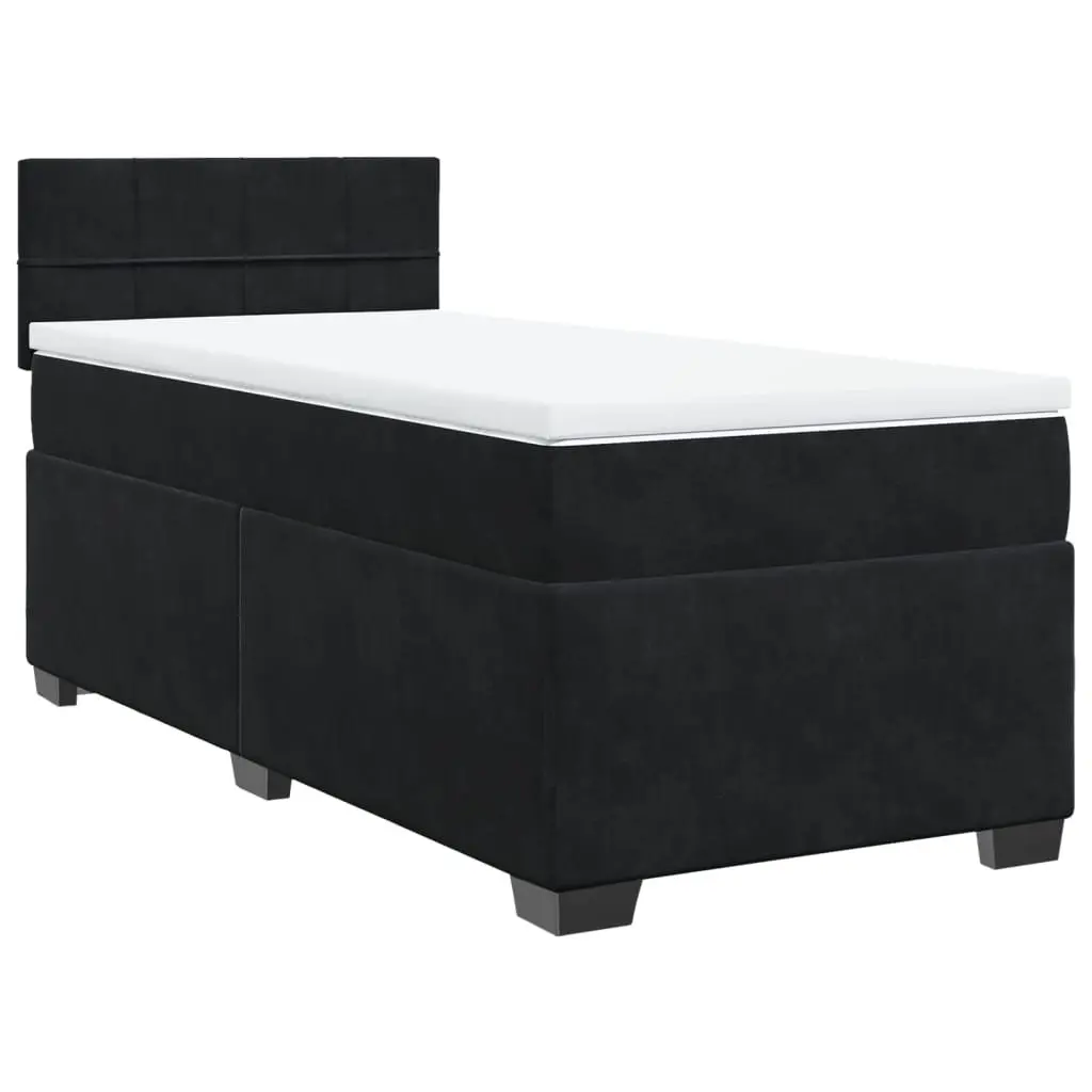 Box Spring Bed with Velvet Upholstered Frame