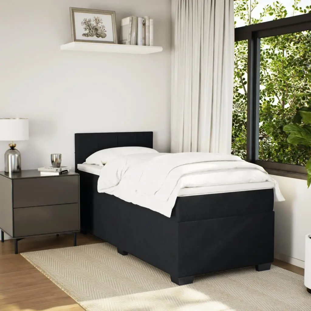 Box Spring Bed with Velvet Upholstered Frame