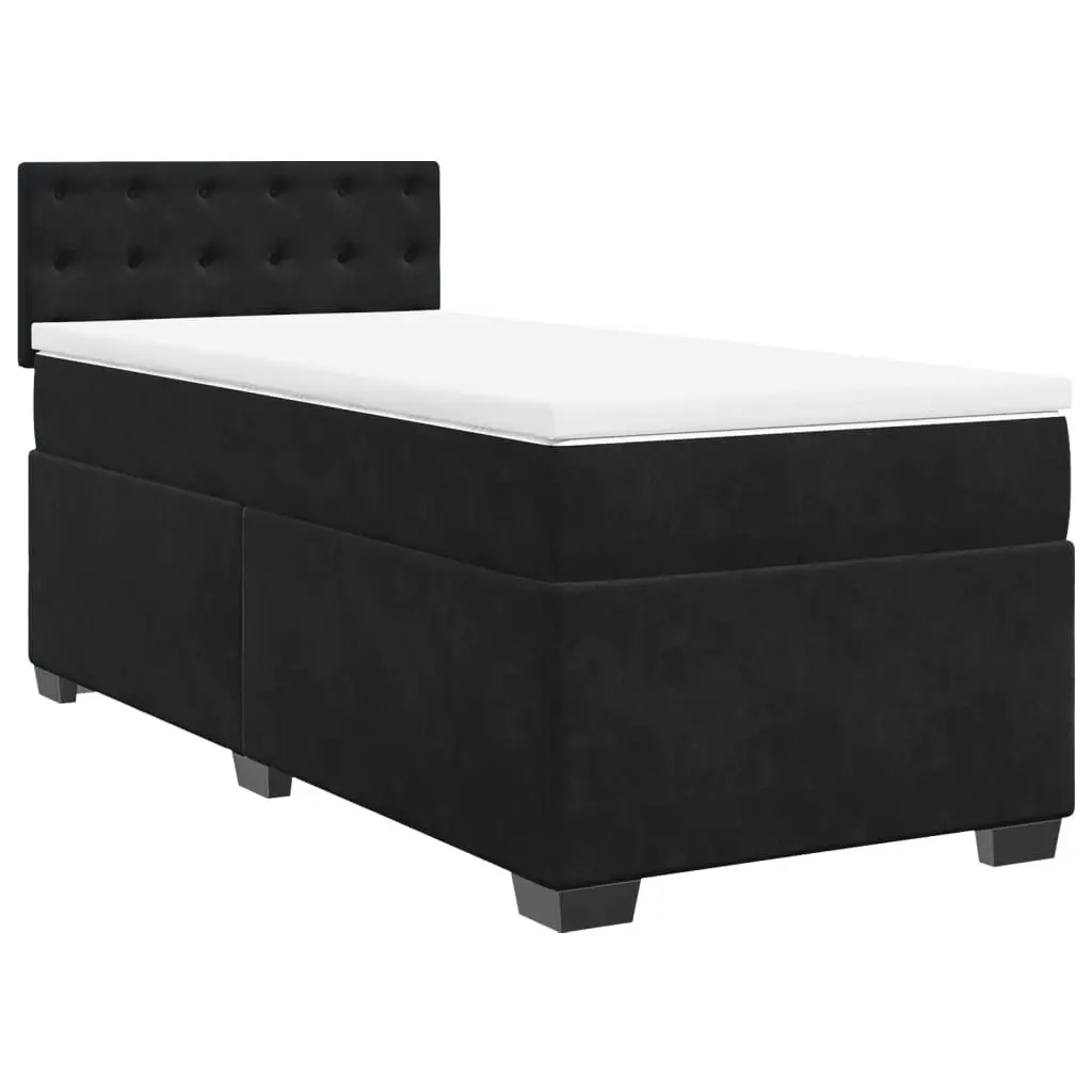 King Single Velvet Upholstered Box Spring Bed with Pocket Spring Mattress
