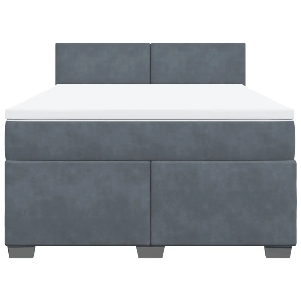 Box Spring Bed Velvet Upholstered Frame Pocket Sprung Mattress Double Black
