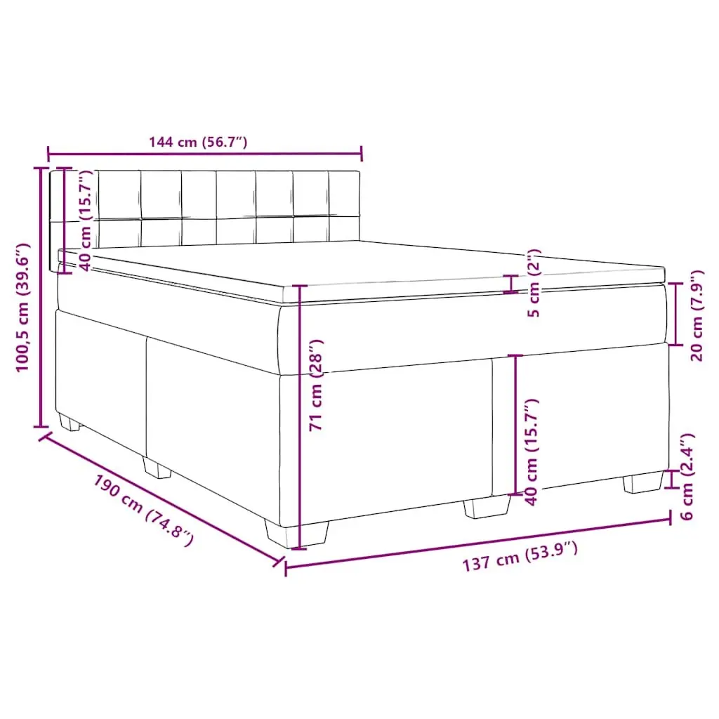 Box Spring Bed with Pocket Spring Mattress Double Velvet Upholstered Frame