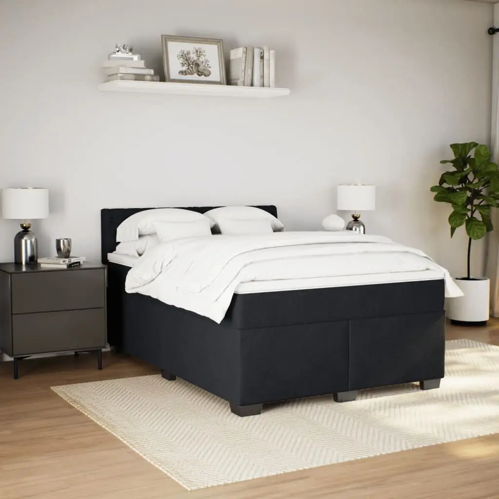 Grey Velvet Upholstered Double Box Spring Bed