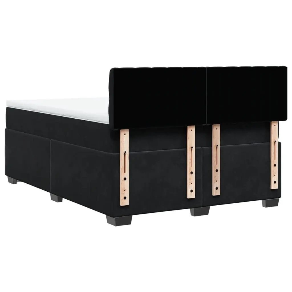 Grey Velvet Upholstered Double Box Spring Bed