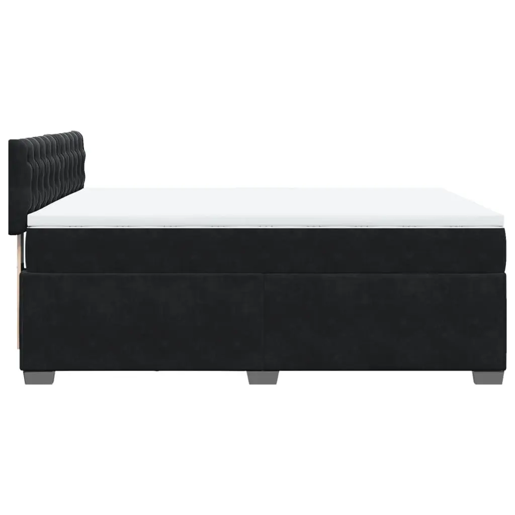 Grey Velvet Upholstered Double Box Spring Bed