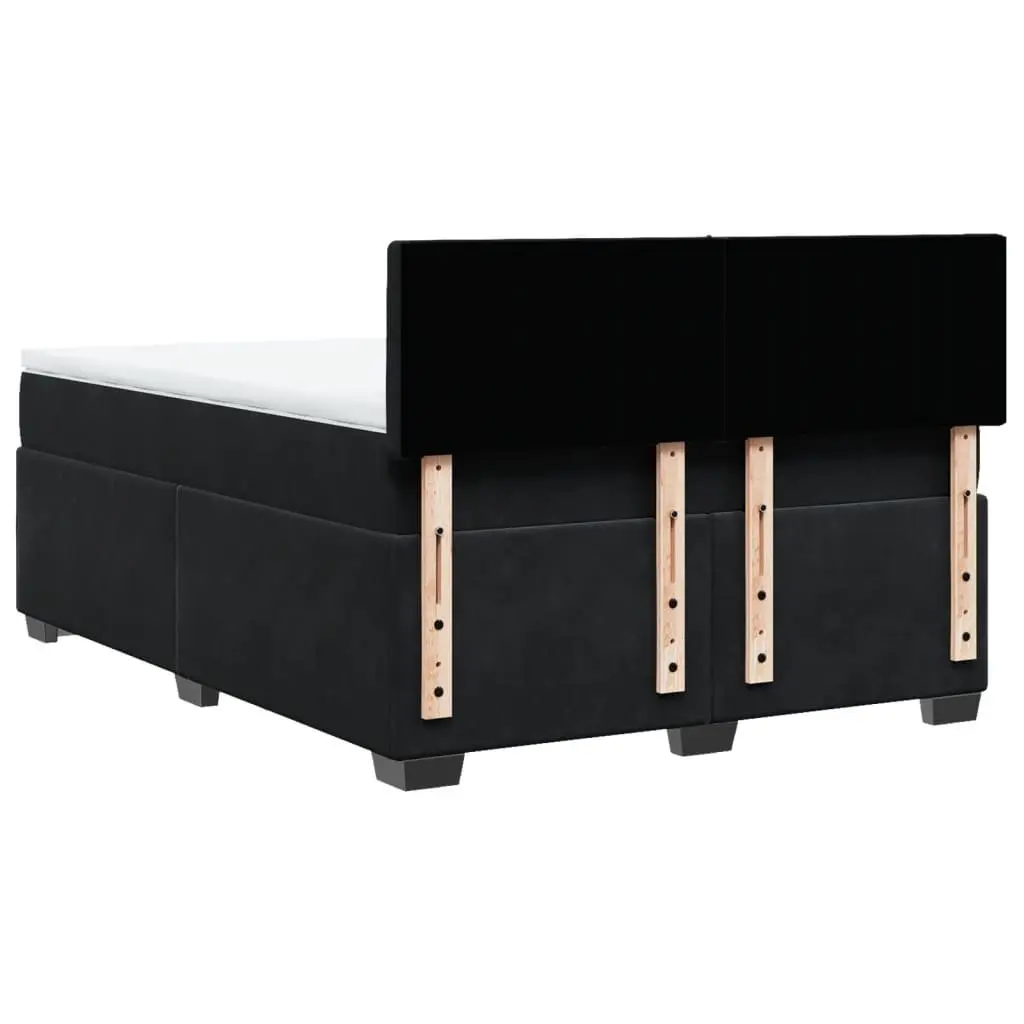 Box Spring Bed Velvet Double Grey Upholstered Frame with Pocket Mattress