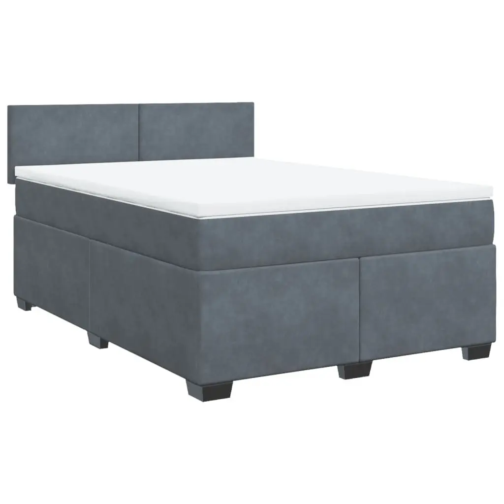 Box Spring Bed with Pocket Mattress in Velvet