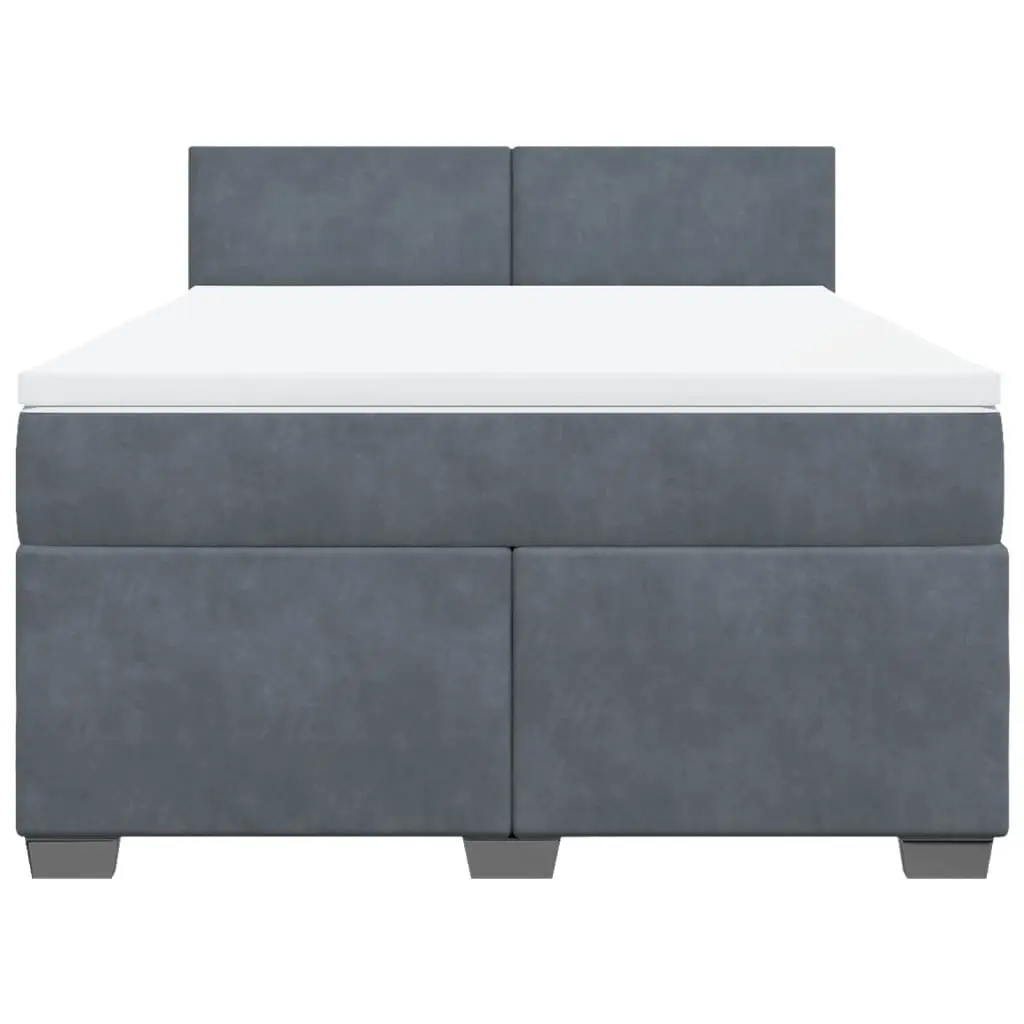 Box Spring Bed with Pocket Mattress in Velvet