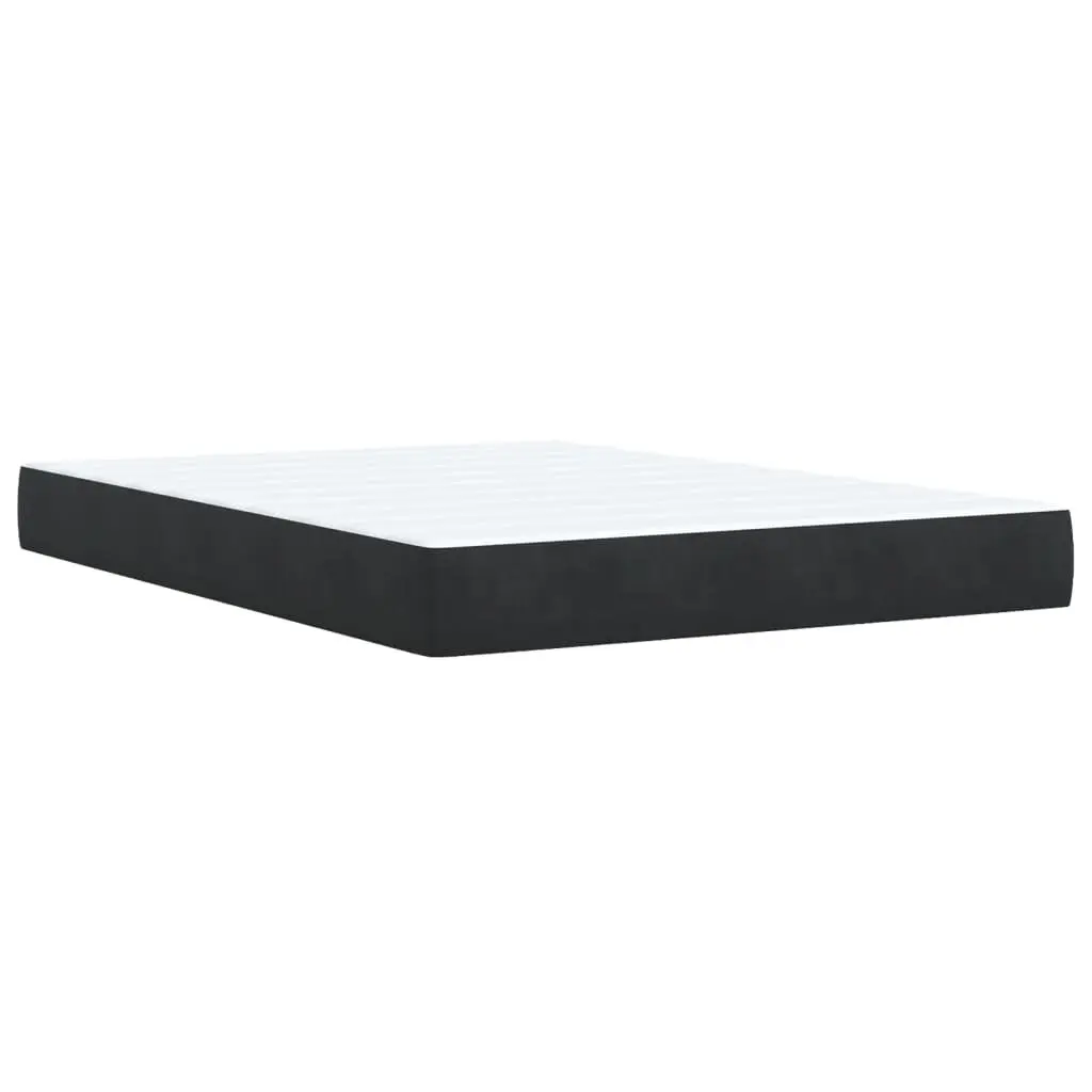 Queen Bed Grey Velvet Box Spring Frame Pocket Spring Mattress