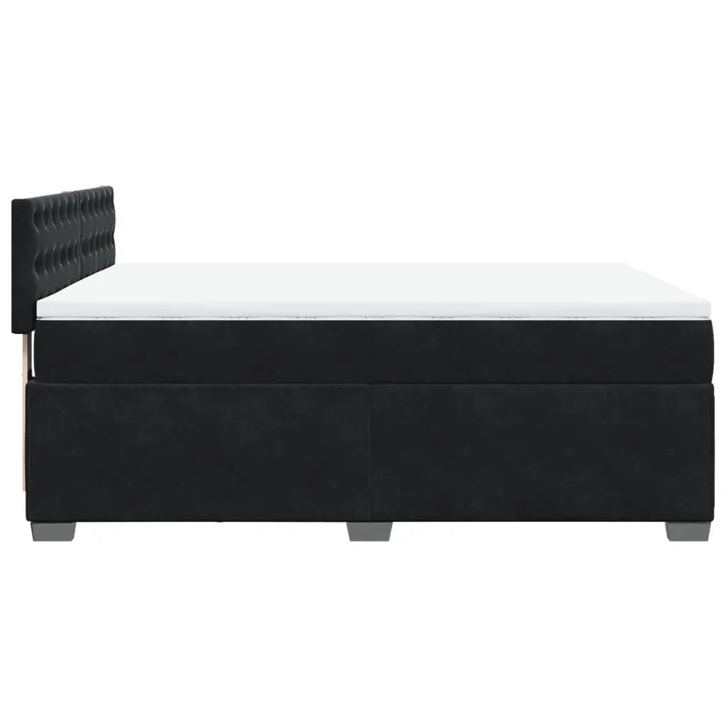 Queen Box Spring Bed with Velvet Upholstered Pocket Mattress