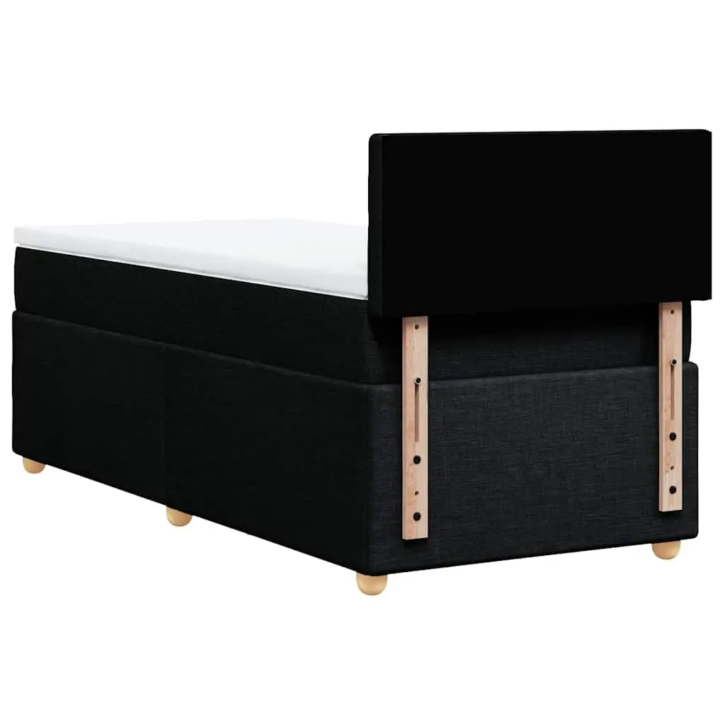 King Single Box Spring Bed with Pocket Mattress Black Fabric Bedroom Furniture