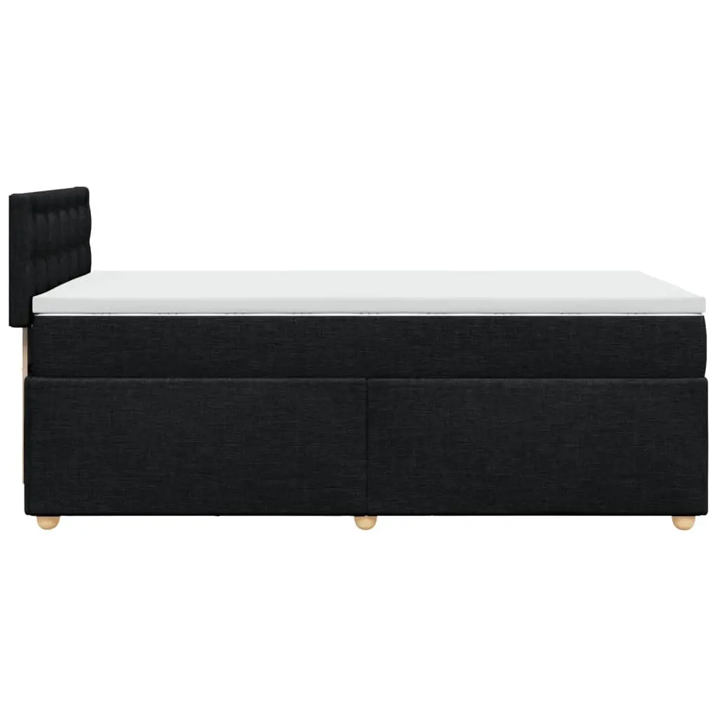 King Single Box Spring Bed with Pocket Mattress Black Fabric Bedroom Furniture