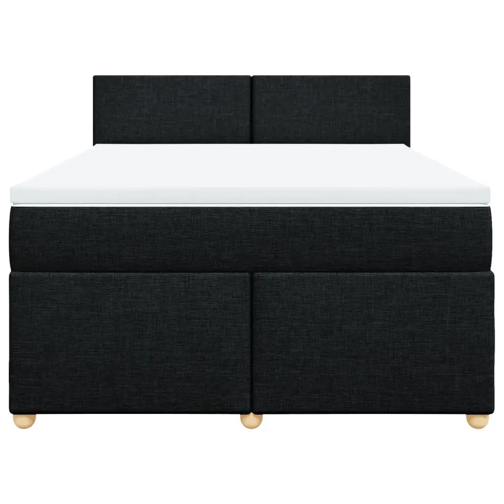 Double Box Spring Bed Pocket Spring Mattress Double Black Polyester Fabric