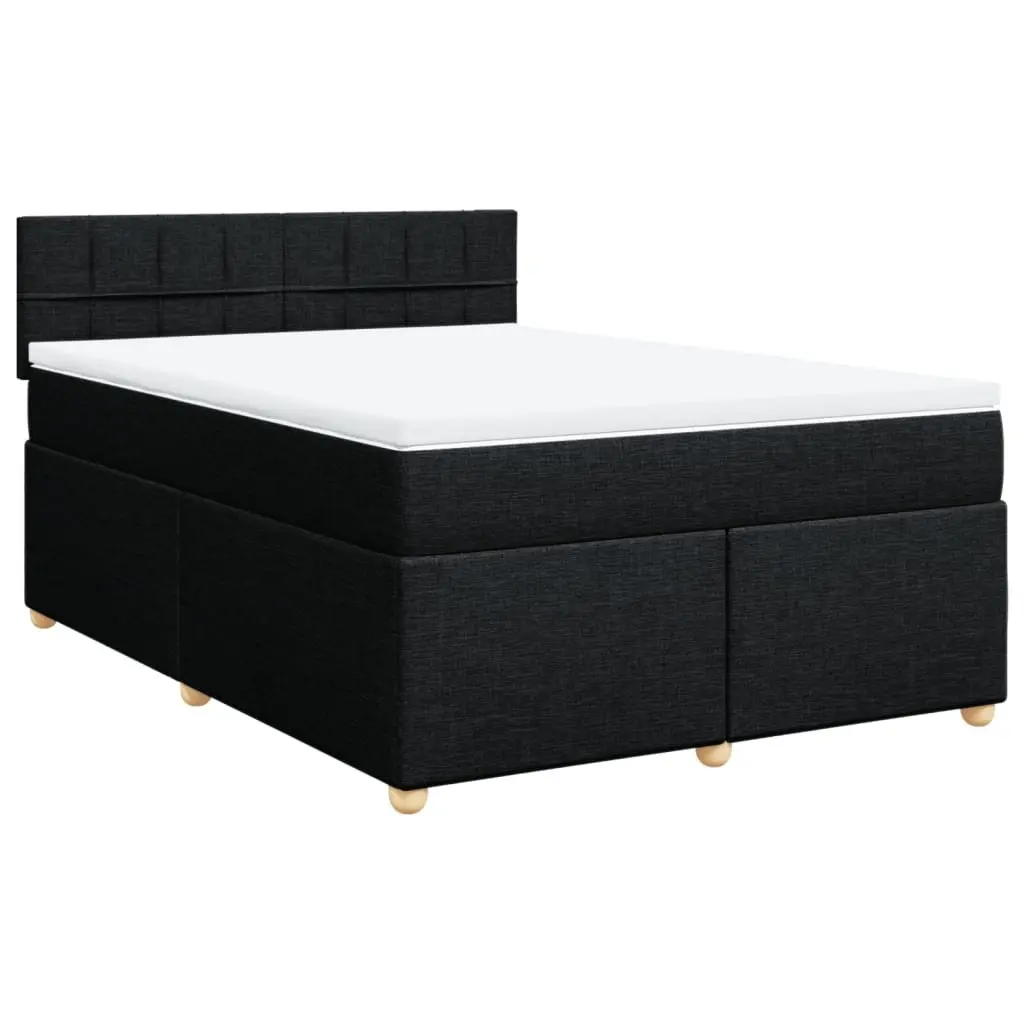 Double Box Spring Bed with Pocket Mattress in Black