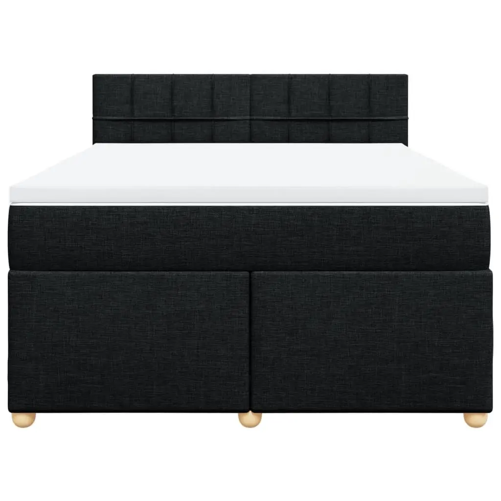 Double Box Spring Bed with Pocket Mattress in Black