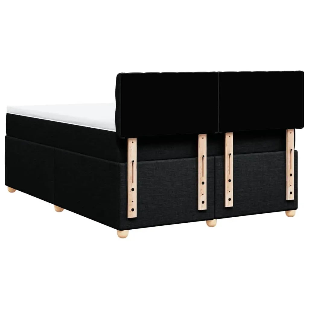 Black Fabric Double Box Spring Bed with Mattress