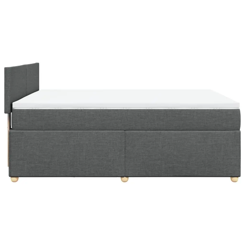 Queen Box Spring Bed with Pocket Spring Mattress Grey Fabric Bedroom Furniture