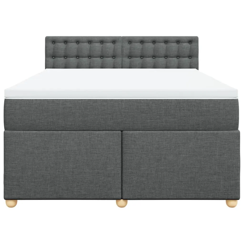 Queen Bed Pocket Spring Mattress Polyester Fabric Dark Grey