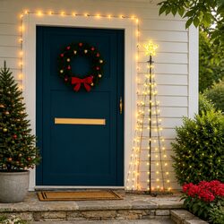Sturdy Christmas Cone Tree with 70 LEDs and Star Light