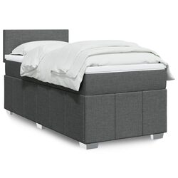 Durable Dark Grey Box Spring Bed with Pocket Mattress King Single