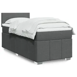 Durable Dark Grey Box Spring Bed with Pocket Mattress King Single