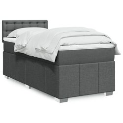 King Single Box Spring Bed with Pocket Mattress in Dark Grey