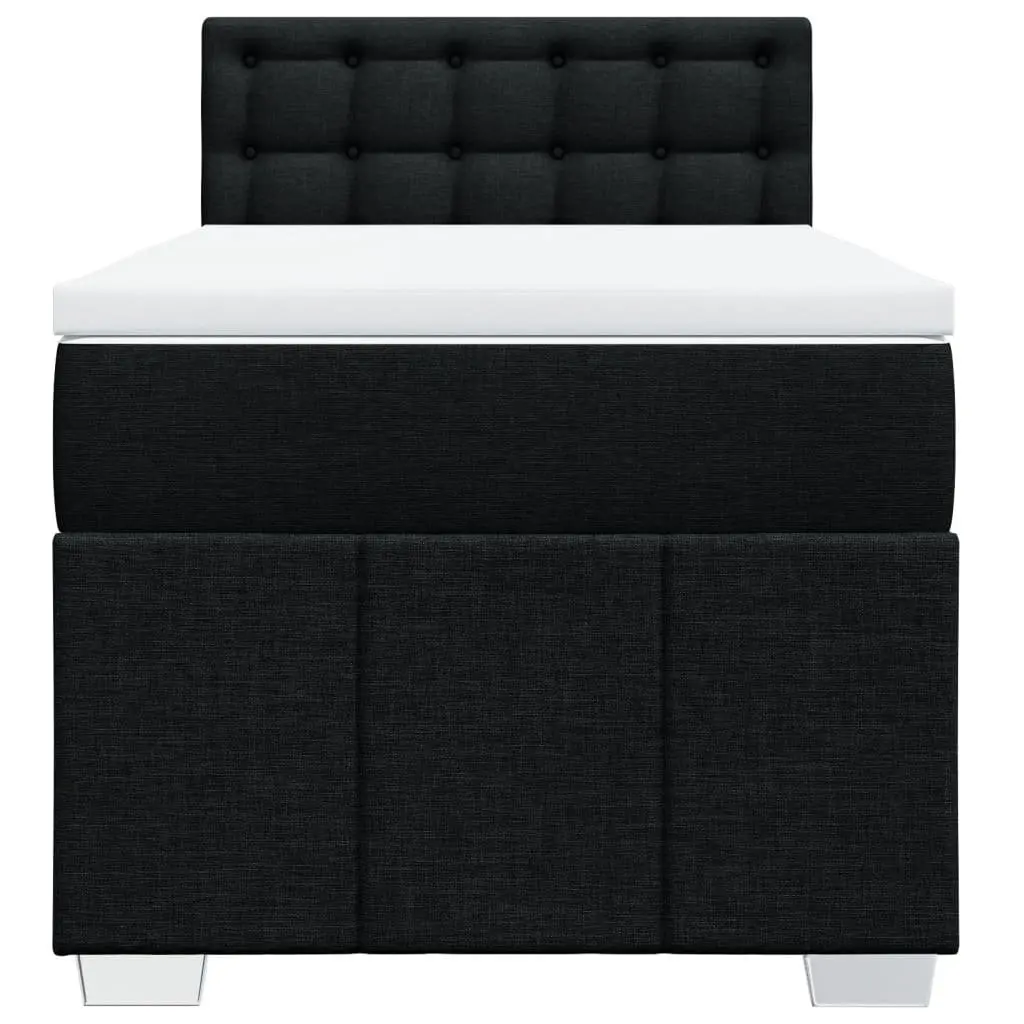 King Single Bed Frame Black Fabric Pocket Spring Mattress Slatted Base