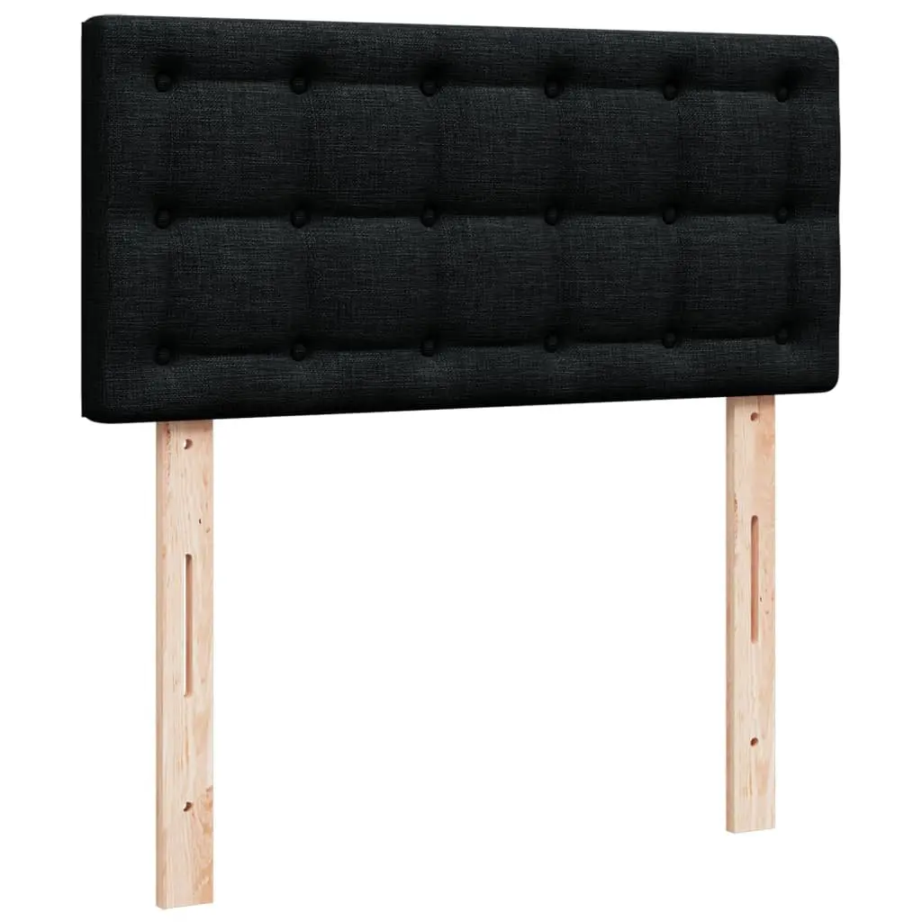 King Single Bed Frame Black Fabric Pocket Spring Mattress Slatted Base