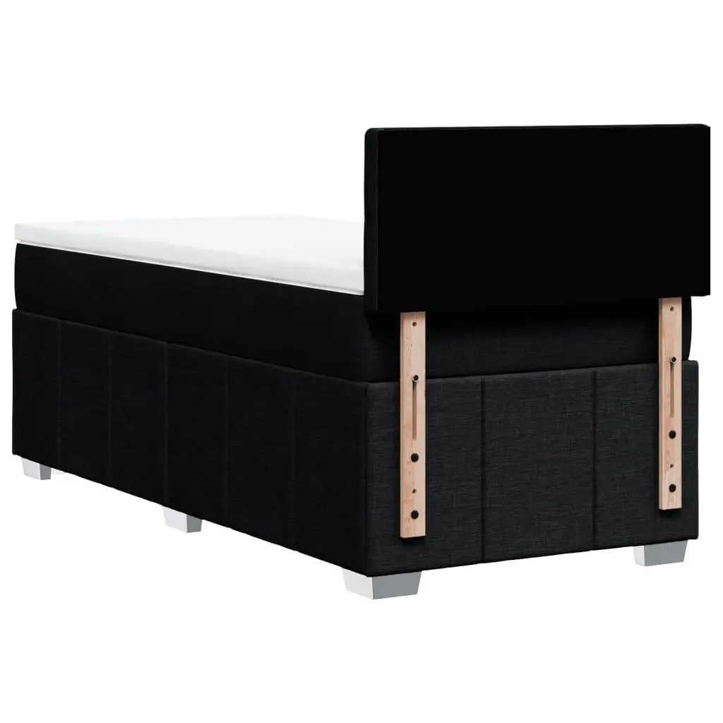 King Single Bed Frame Black Fabric Pocket Spring Mattress Slatted Base