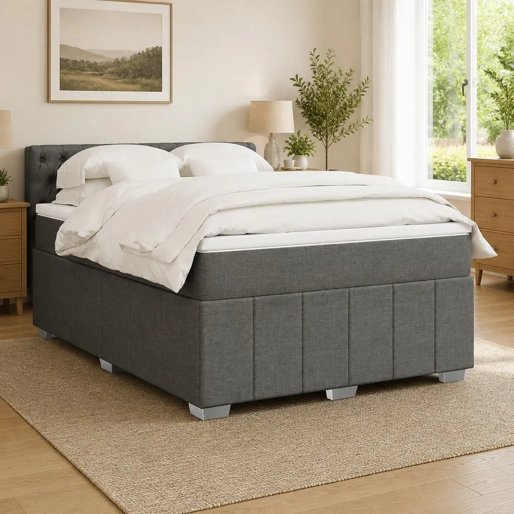 Pocket Sprung Mattress Double Bed Frame in Black Fabric