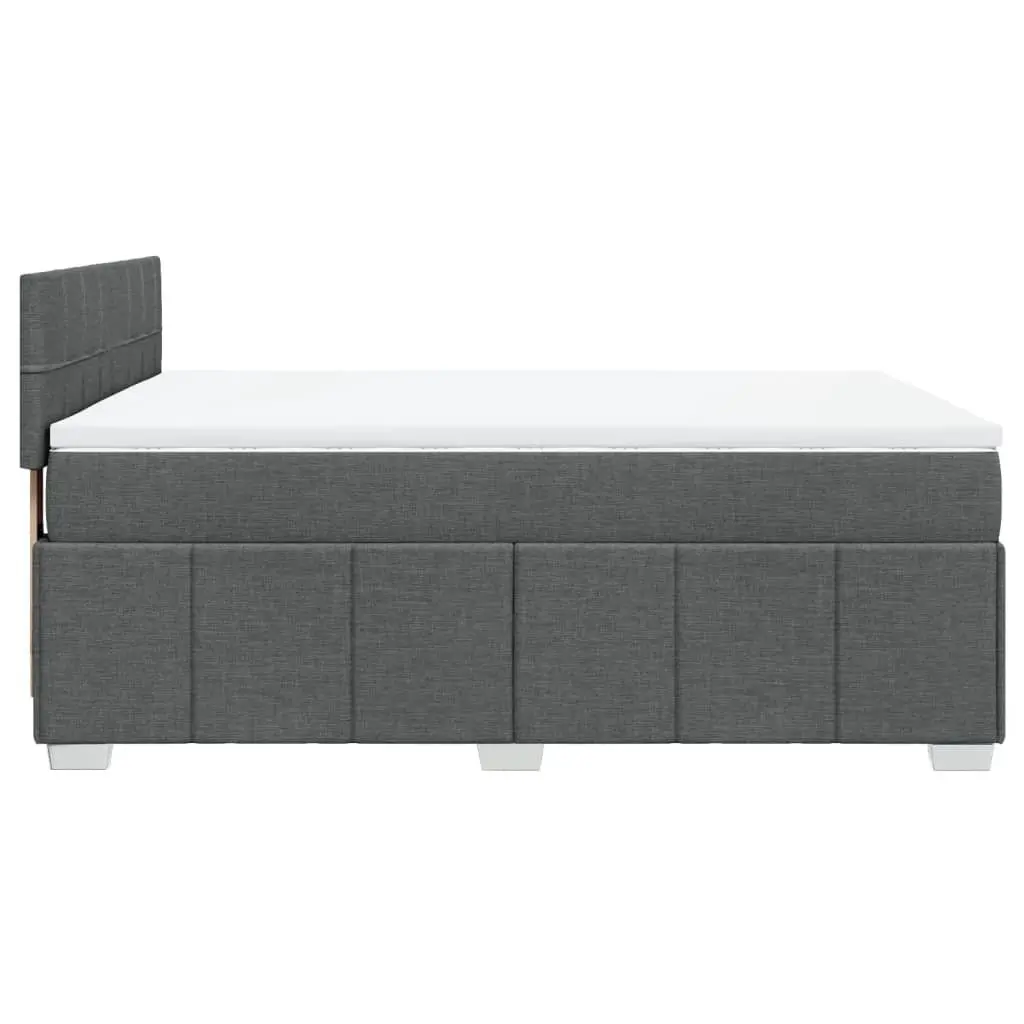 Queen Box Spring Bed with Pocket Mattress Black Fabric Frame Slats