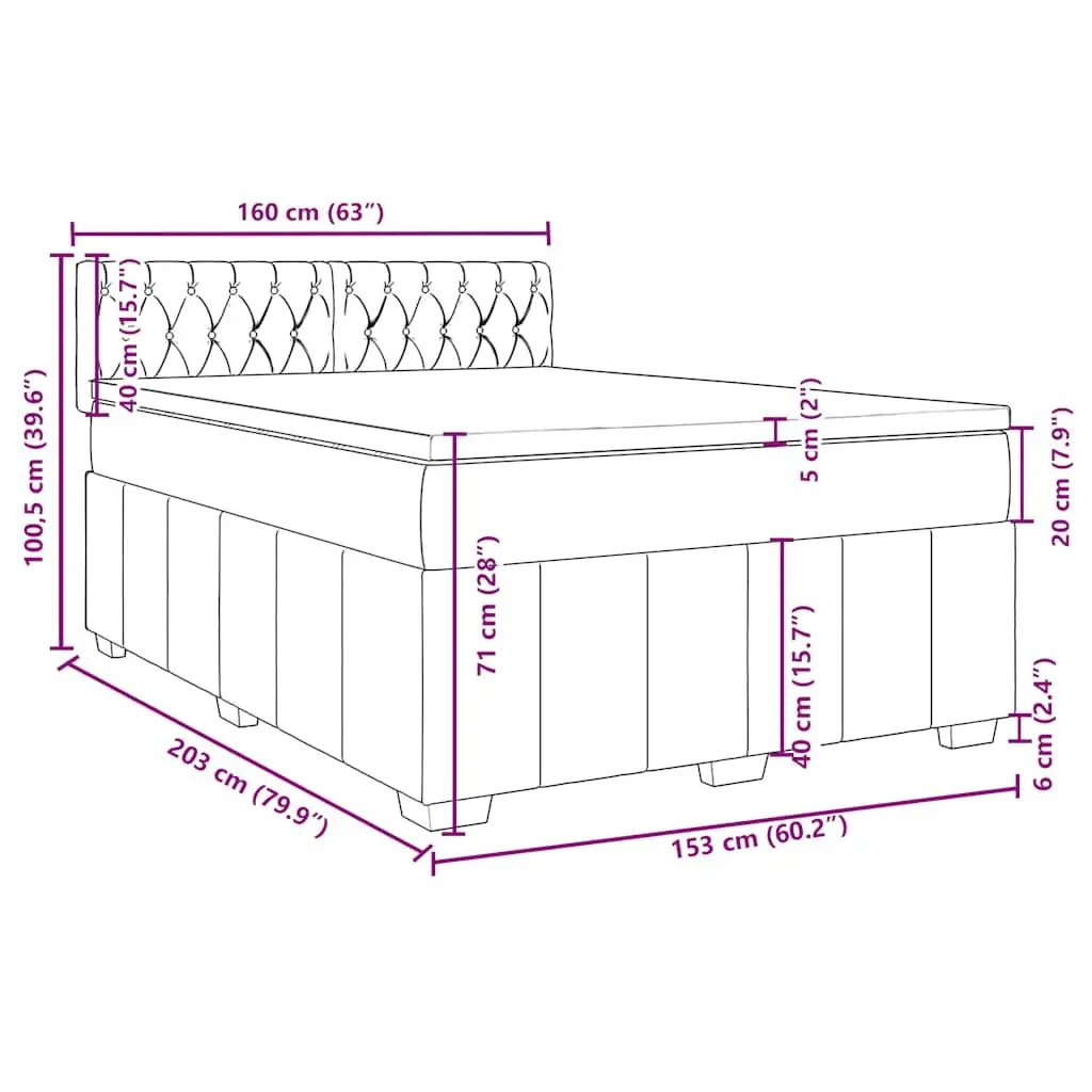 Queen Box Spring Bed with Pocket Mattress Dark Grey Fabric Bedroom Furniture
