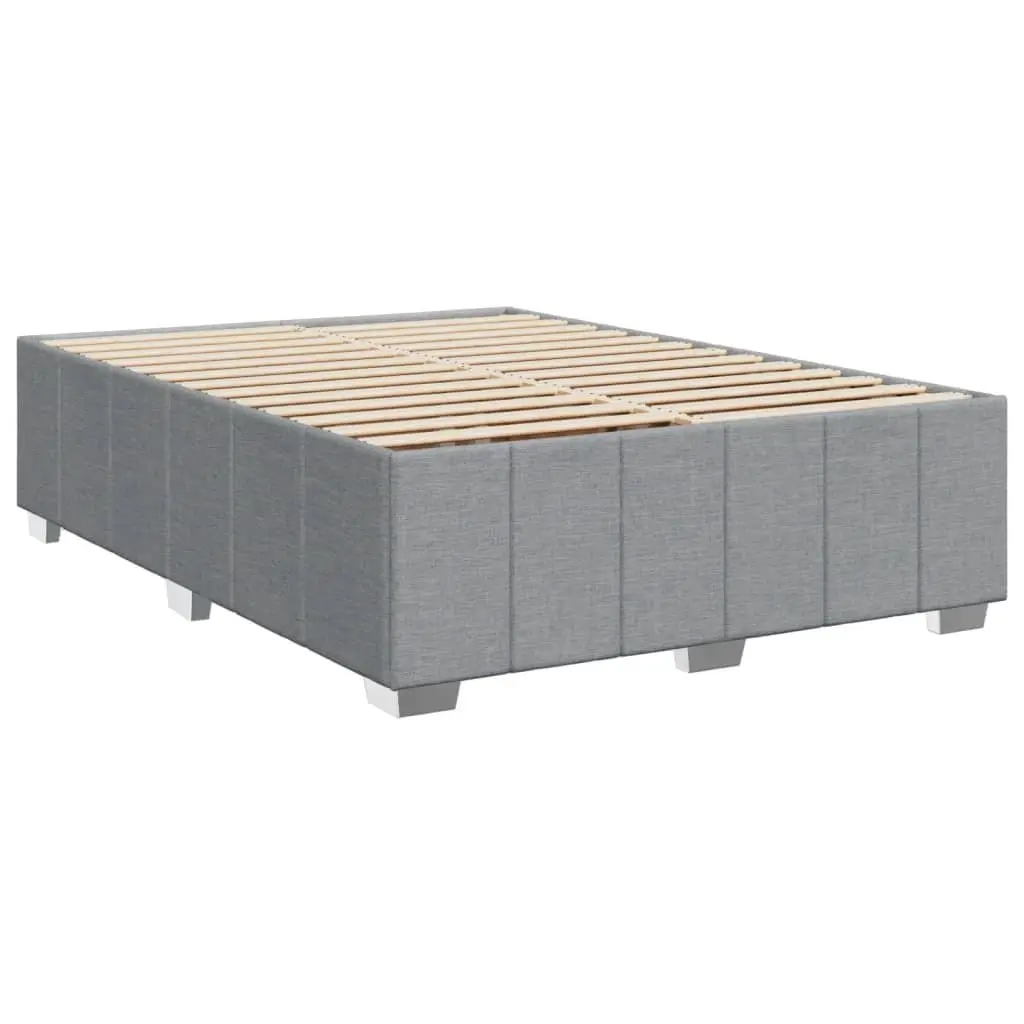 Queen Box Spring Bed with Pocket Mattress Dark Grey Fabric Bedroom Furniture