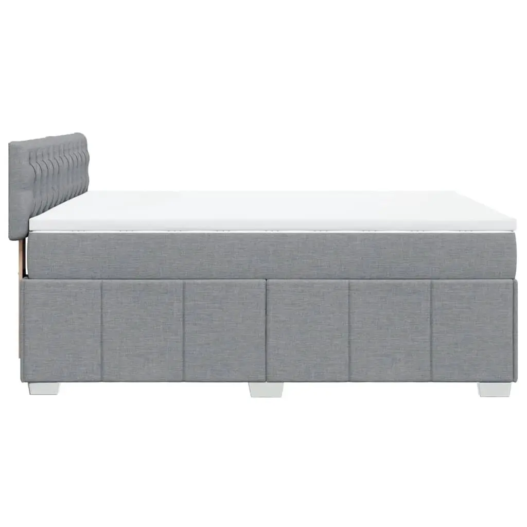 Queen Box Spring Bed with Pocket Mattress Dark Grey Fabric Bedroom Furniture