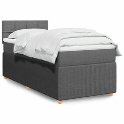 Box Spring Bed with Pocket Mattress - King Single - Grey