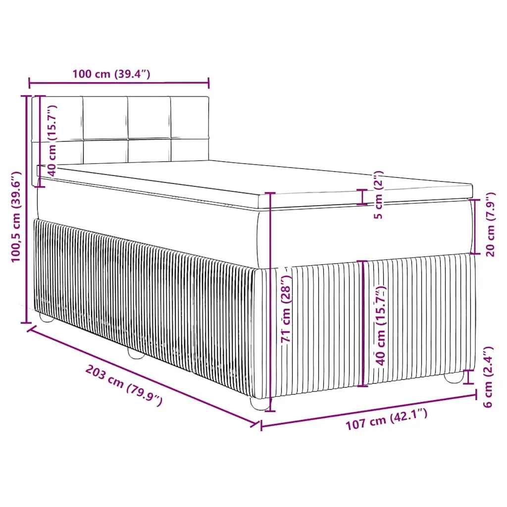 King Single Bed Frame with Pocket Spring Mattress Black Fabric Upholstered Bedroom Furniture