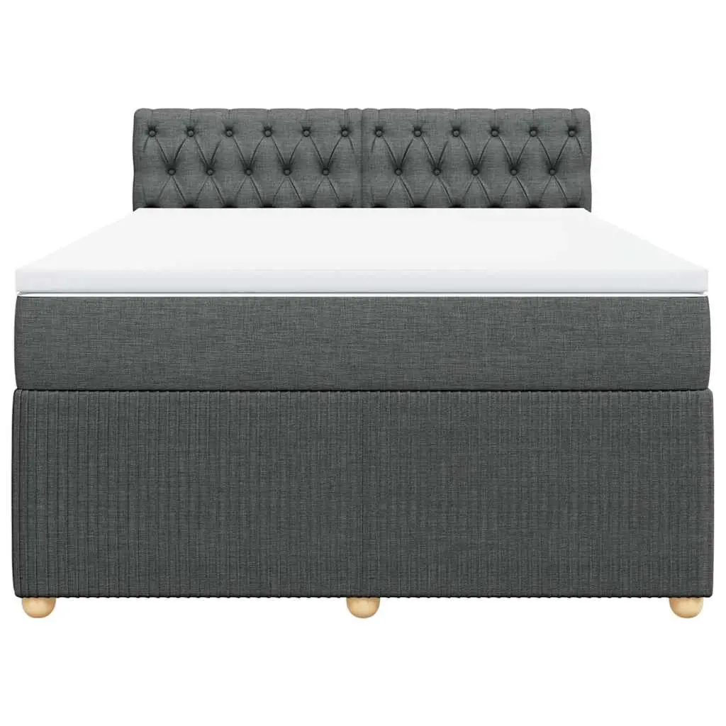 Box Spring Bed Fabric Queen Grey