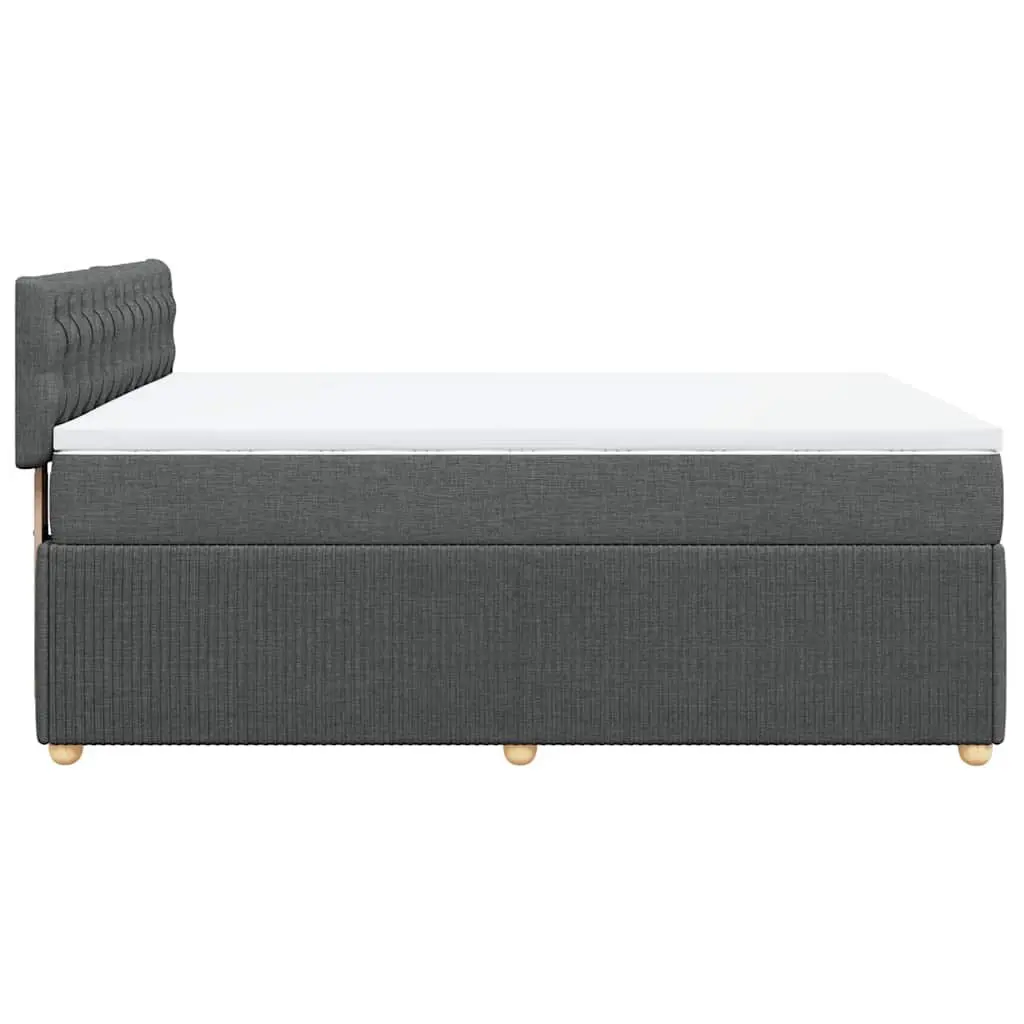 Box Spring Bed Fabric Queen Grey