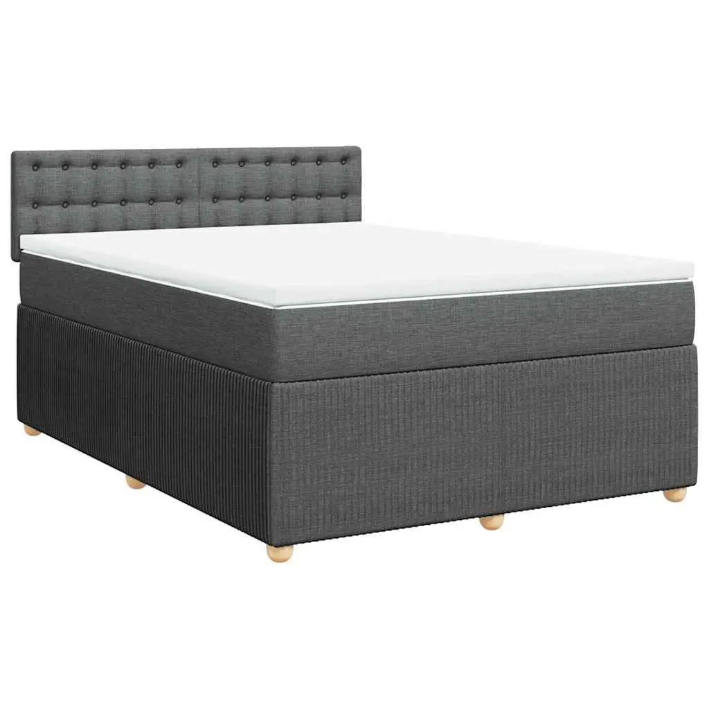 Queen Box Spring Bed with Pocket Mattress in Dark Grey