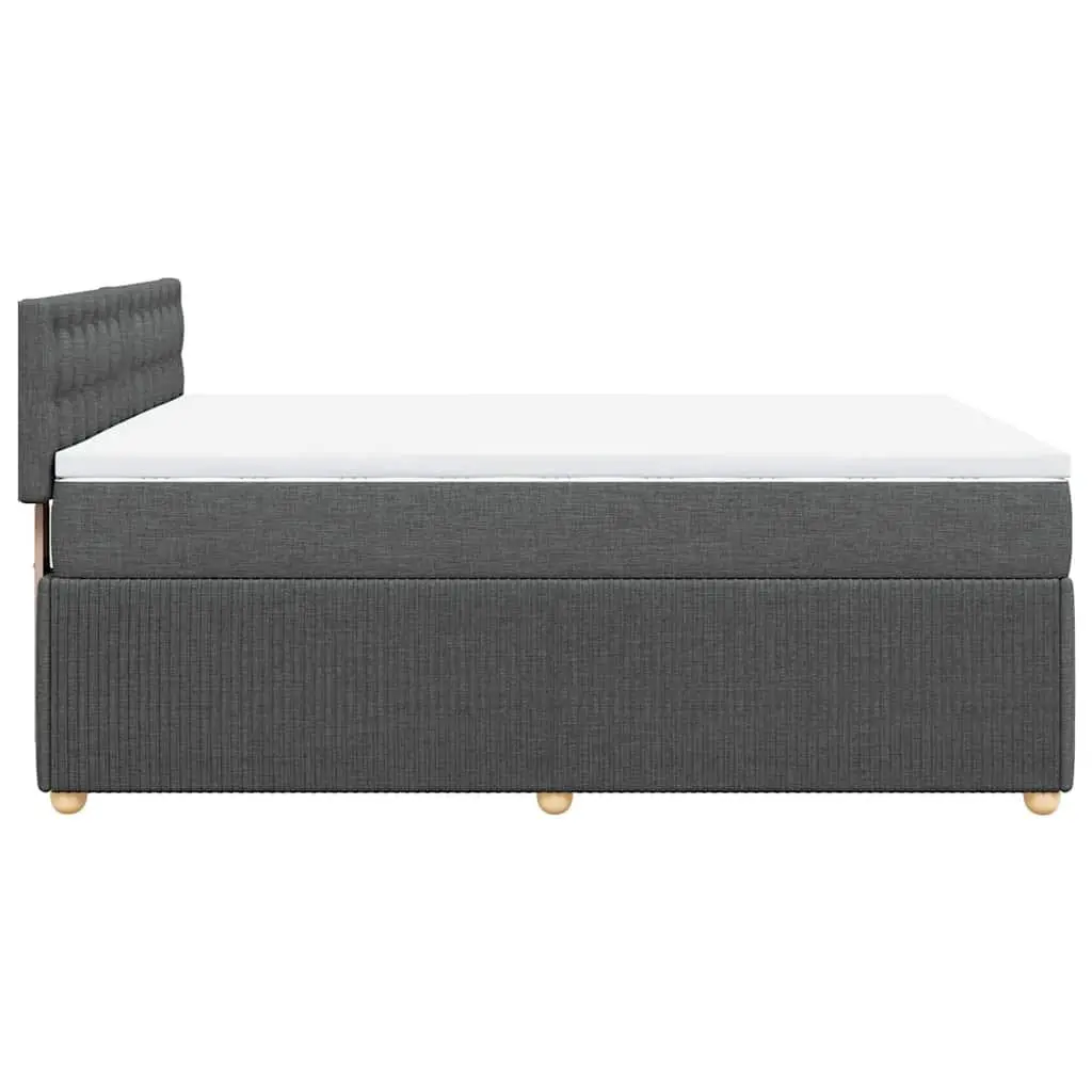 Queen Box Spring Bed with Pocket Mattress in Dark Grey