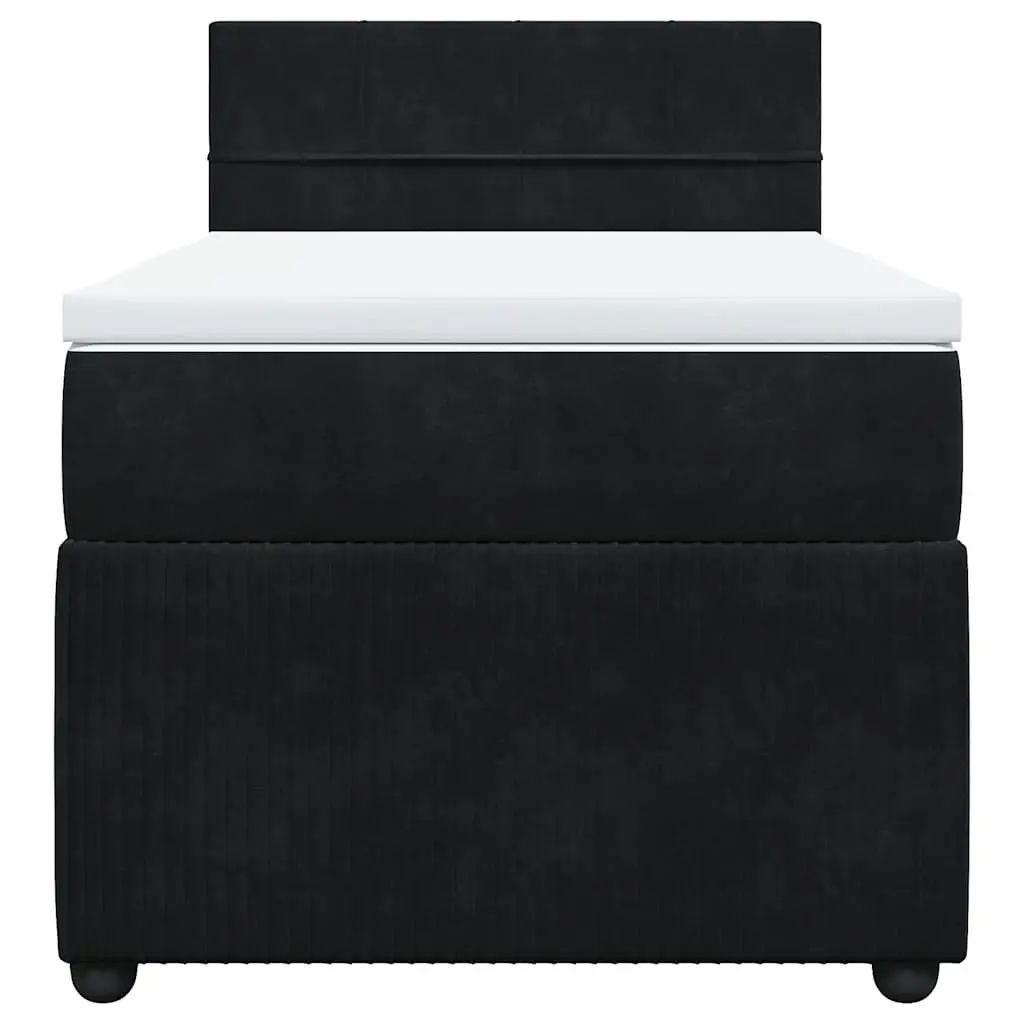 Box Spring Bed Black Velvet King Single with Pocket Mattress