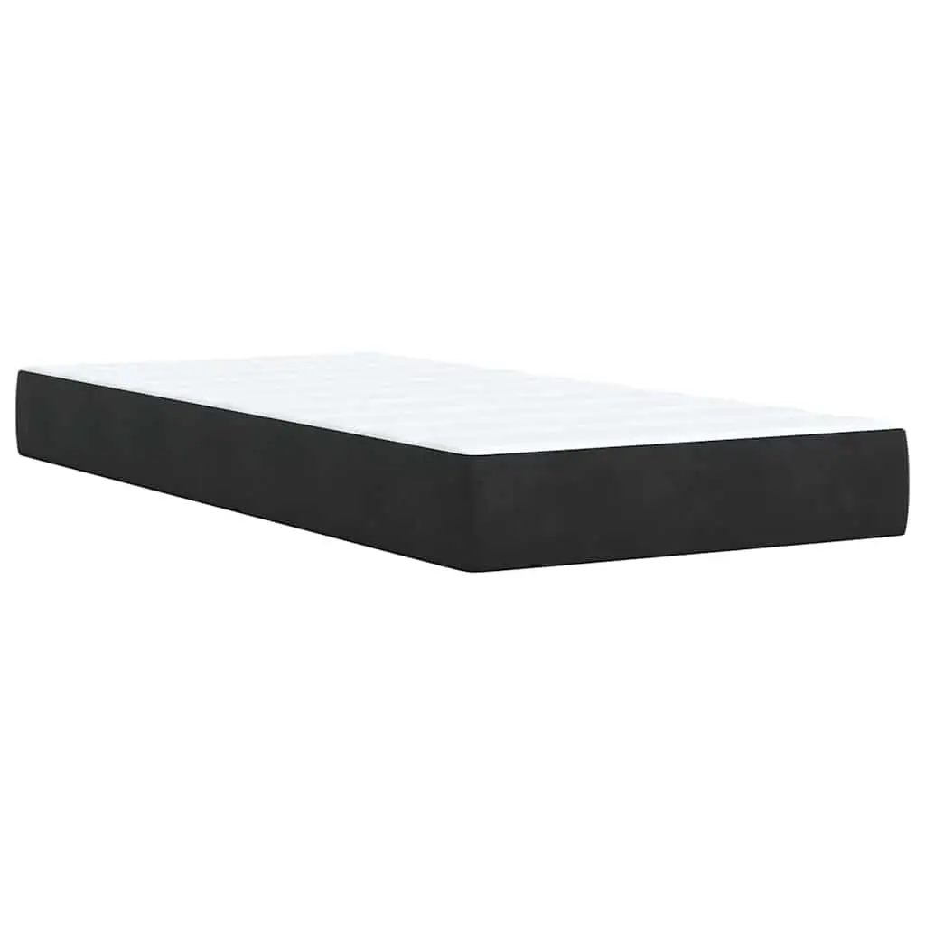 Box Spring Bed Black Velvet King Single with Pocket Mattress