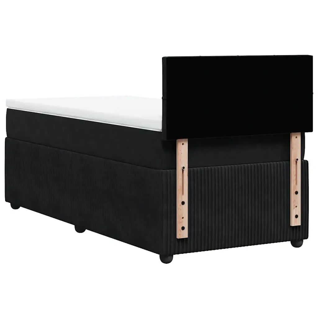 Box Spring Bed Black Velvet King Single with Pocket Mattress