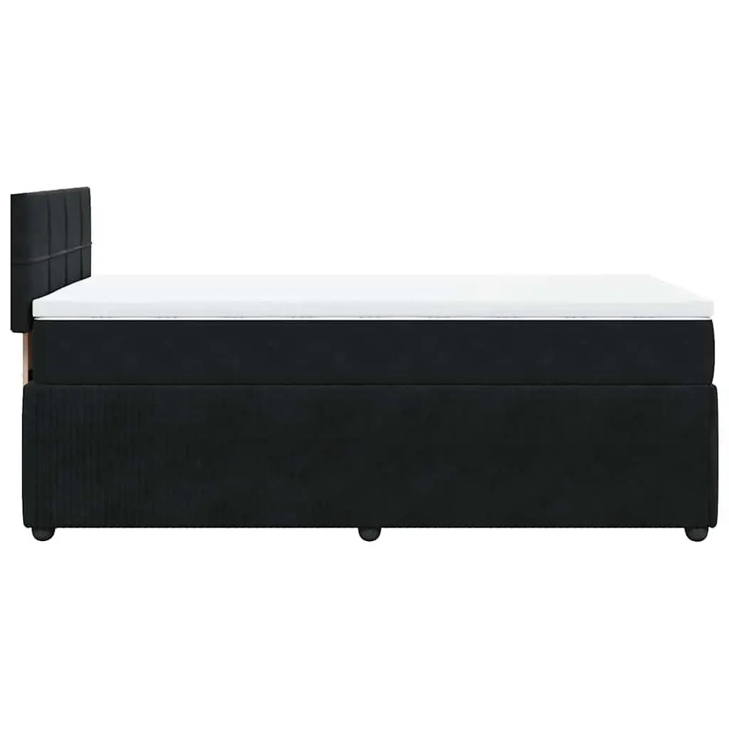 Box Spring Bed Black Velvet King Single with Pocket Mattress